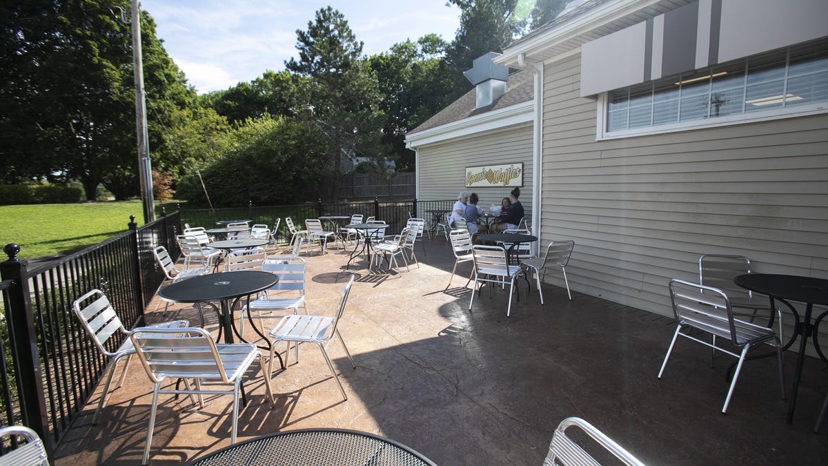 Outdoor patio dining is available at Ronnie Waffles in Bridgewater which opened at 6am on Wednesday, Aug. 26, 2020.