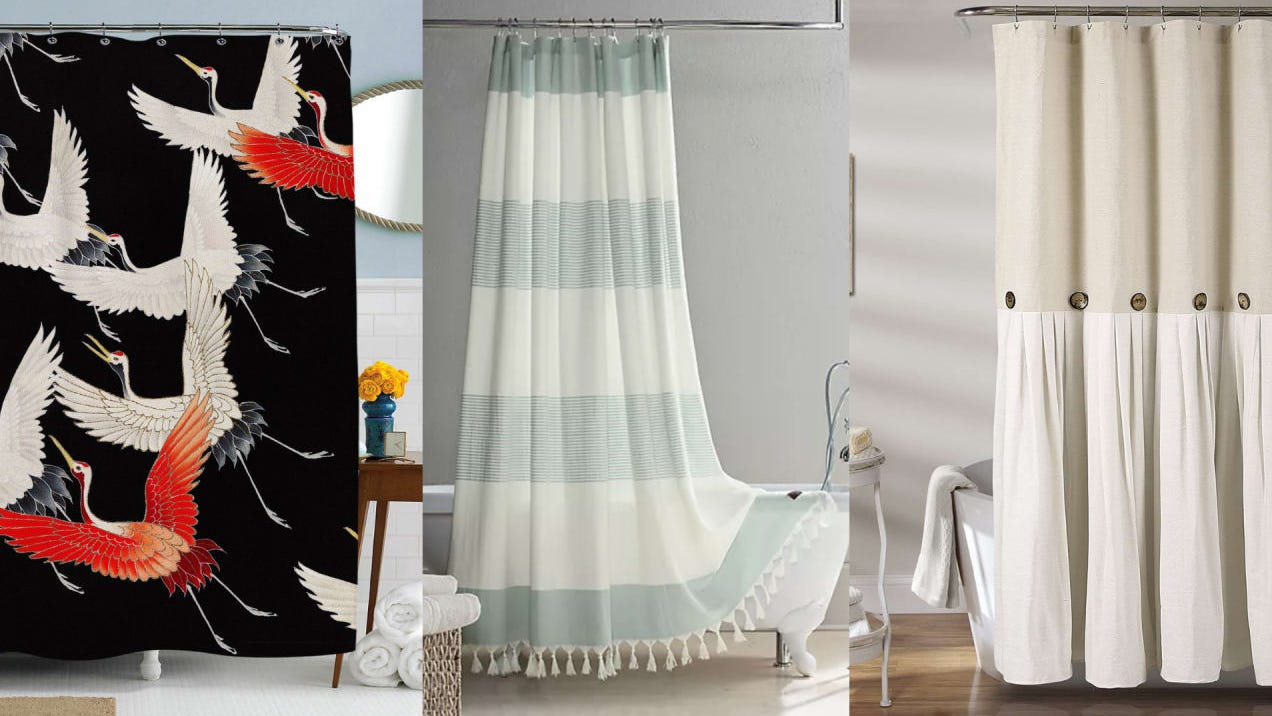 Bathroom Mat Simple Geometric Pattern Gray Waterproof Fabric Shower Curtain 
