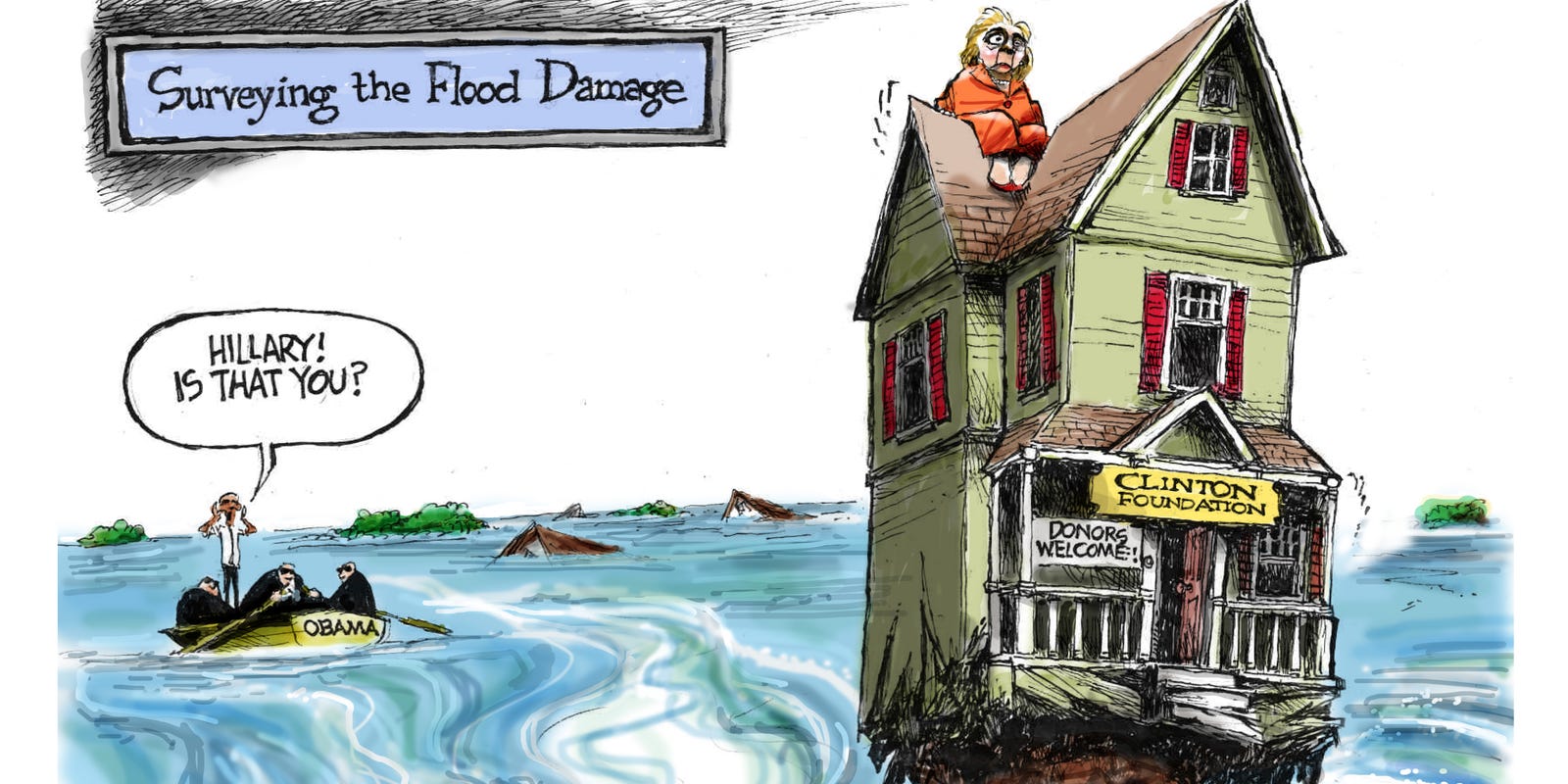 Benson: Hillary Clinton surveys flood damage