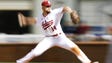 Matt Lloyd of the Indiana Hoosiers delivers a pitch