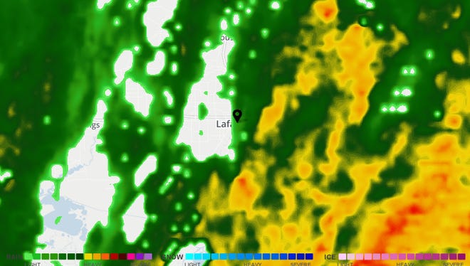 Weather radar as of 4 p.m. Tuesday