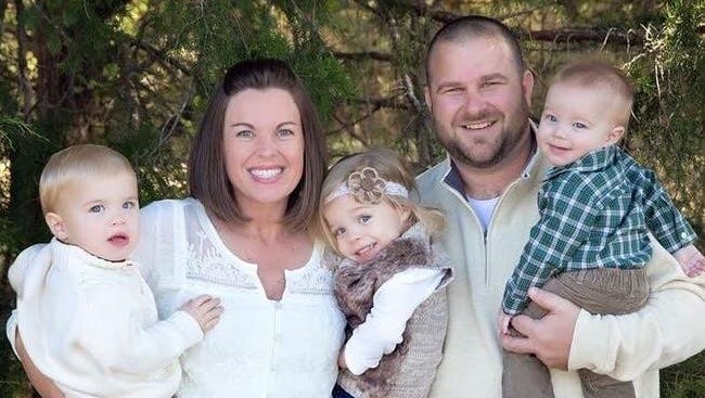 Nicole Jones with her husband, Clay, and their children Cole, Waverly and Cruze.
