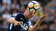 Tottenham Hotspur's Welsh defender Ben Davies heads