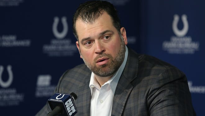 Indianapolis Colts general manager Ryan Grigson talks to members of the media as he wraps up the Colts season and the direction he sees the Colts heading.