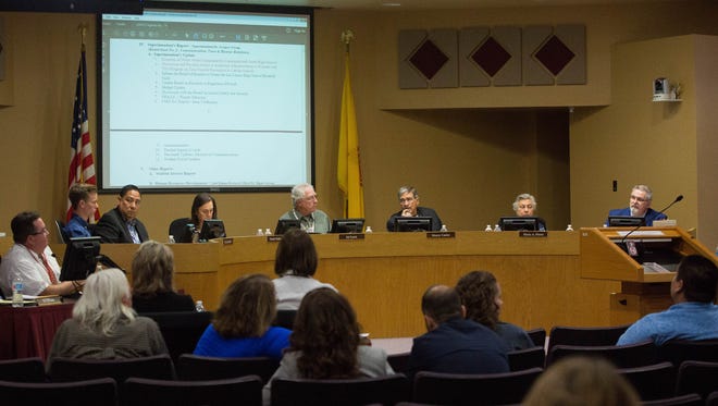 The Las Cruces Public School's School Board discusses the budget and the human resources certified classified employee report along with announcing the new communications director, Tuesday April 17, 2018,.