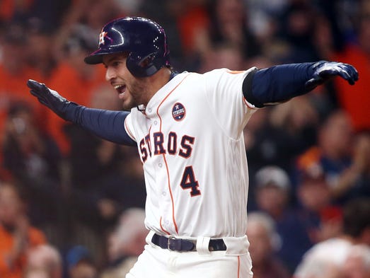 Game 4 at Minute Maid Park: George Springer celebrates
