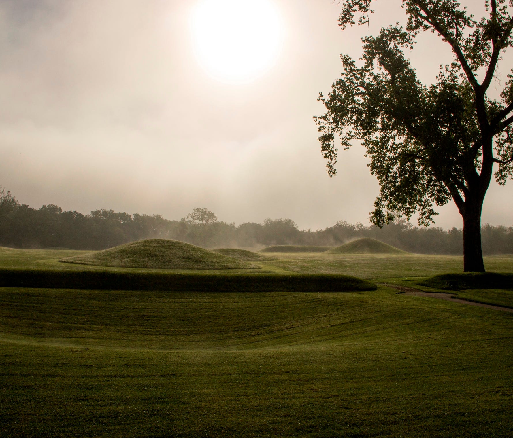 One of the world's largest concentration of prehistoric landforms spiral over the landscape just south of Columbus, Ohio, at the Hopewell Ceremonial Earthworks.