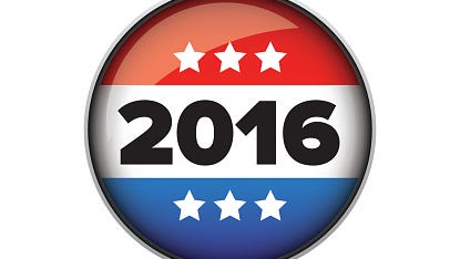 Vote 2016 badge or button vector