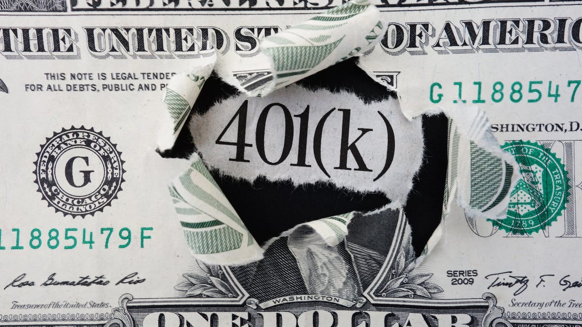Words 401(K) popping through a one dollar bill.