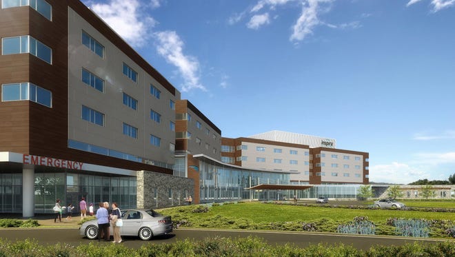 Inspira's application to build a new hospital in Harrison Township will be heard on Jan. 12. An artist's rendering shows the proposed 198-bed hospital to be built on Route 322 and Route 55.