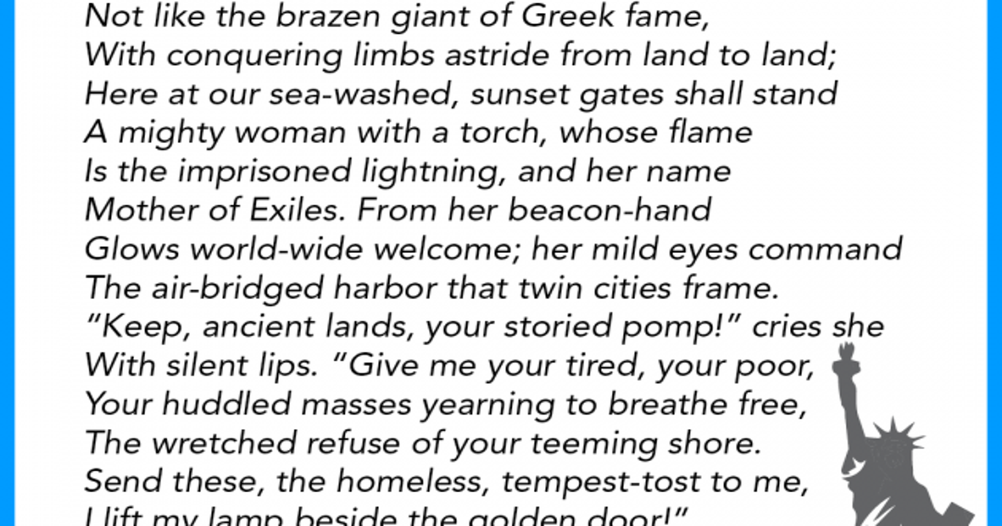 Statue Of Liberty Poem Printable