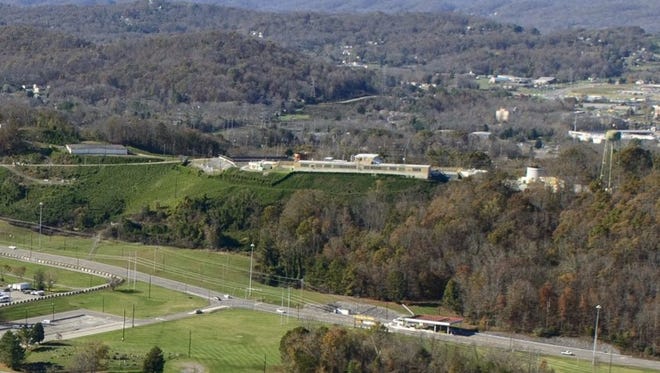 An undated photo shows the Oak Ridge Water Treatment Plant on Pine Ridge adjacent to the Y-12 National Security Complex. The ridge separates Y-12 from the surrounding community, but it may soon be home to a two-mile power line.