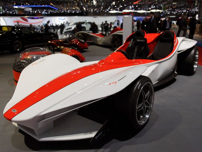 The New Sbarro Triple concept car is on display.