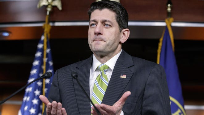 House Speaker Paul Ryan, R-Wis., announces that he is abruptly pulling the troubled Republican health care overhaul bill off the House floor, short of votes and eager to avoid a humiliating defeat for President Donald Trump and GOP leaders, at the Capitol in Washington, Friday, March 24, 2017. (AP Photo/J. Scott Applewhite)