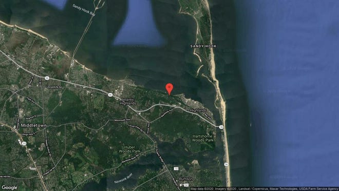 This aerial photo shows the approximate location of 87 Bayside Drive in Atlantic Highlands. The property at this address changed hands in November 2019, when new owners bought the property for $535,000.