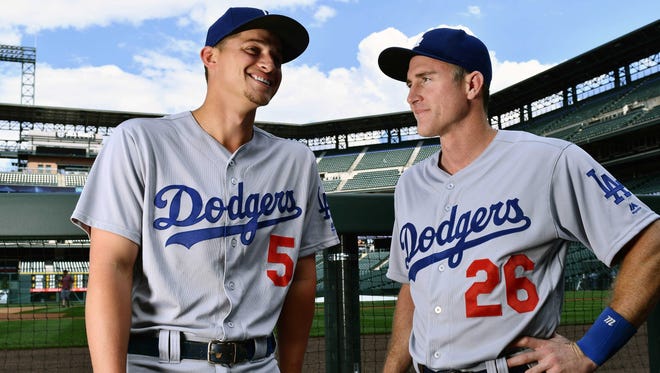 "They are so similar, it's scary," Dodgers third baseman Justin Turner says of Corey Seager, left, and Chase Utley.