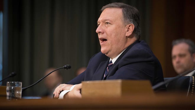 Mike Pompeo appears before the Senate Select Committee on Intelligence on Jan. 12, 2017.