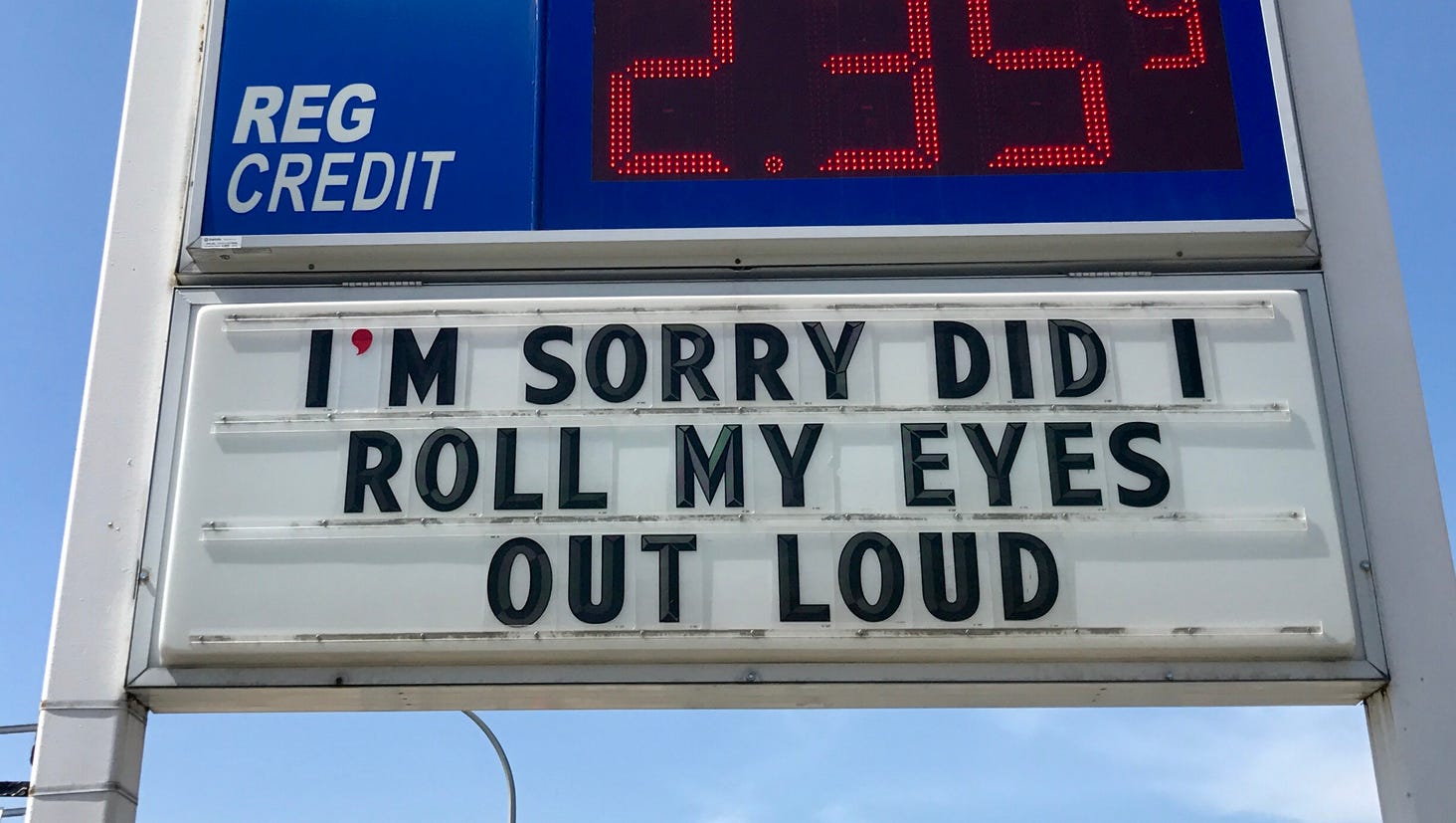 Zany signs drive business at Royal Oak gas station