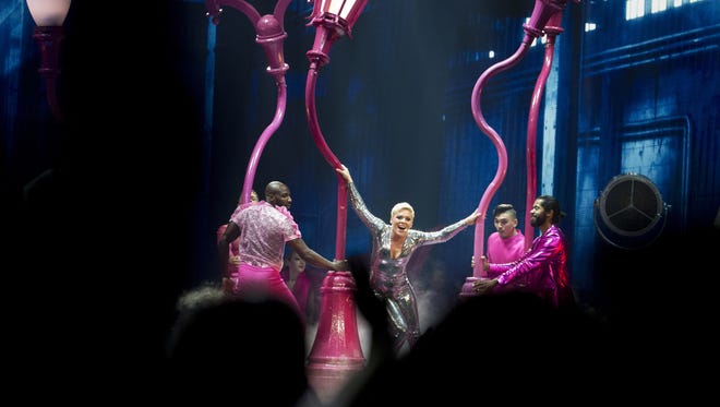 Pink performs during her Beautiful Trauma World Tour at Talking Stick Resort Arena in Phoenix, Az. on March 1, 2018.