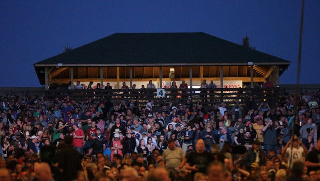 A crowd awaits a performance at Klipsch Music Center in May 2017.
