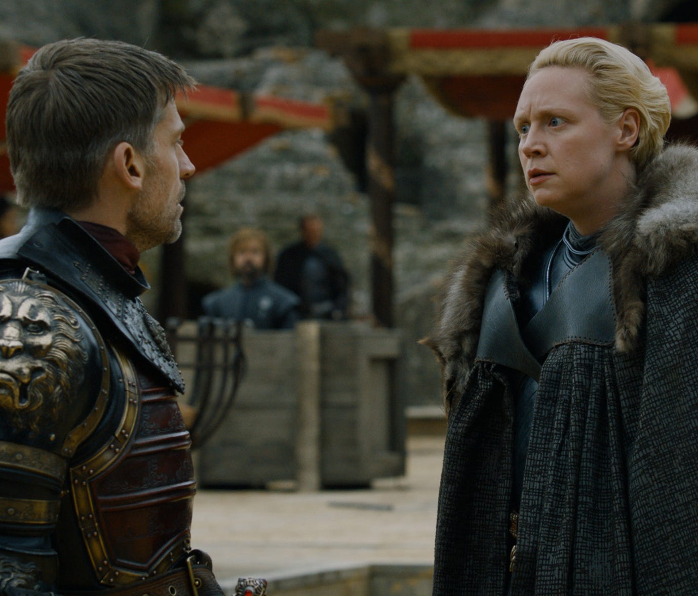 The dragon-pit scene in Sunday's 'Game of Thrones' season finale made for some intriguing reunions, including one between Jaime Lannister (Nikolaj Coster-Waldau) and Brienne of Tarth (Gwendoline Christie).