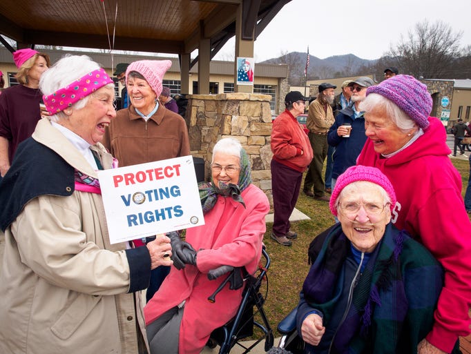 The Women's March in Black Mountain attracted hundreds