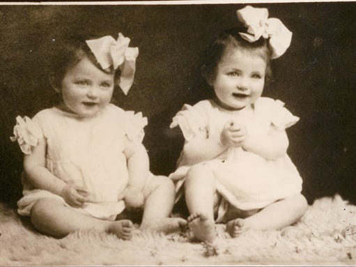 Eva and Miriam Mozes at age 12 months.