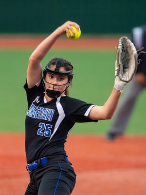 Georgetown pitcher Hannah Blincoe, pitching against A&M Consolidated, has made a verbal commitment to play at the University of Houston.