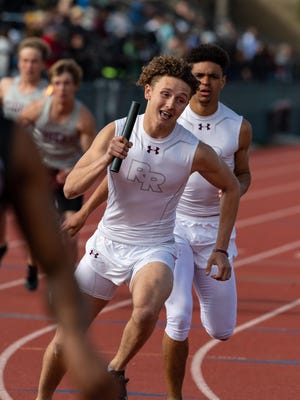 Trey McCarty, taking the baton for the third leg of the 800-meter relay at the Round Rock Invitational in March, said track has helped him as a football player.