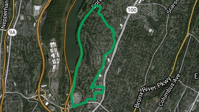 This map demarcates in green the boundary of a new eruv created around the Northeast Yonkers Jewish Center.