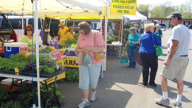 Loveland Farmer's Market patrons peruse plants at one of the vendor stands during opening day in 2014 at Jackson Street Market in Loveland. A community group has formed to get the market back into Jackson Street.