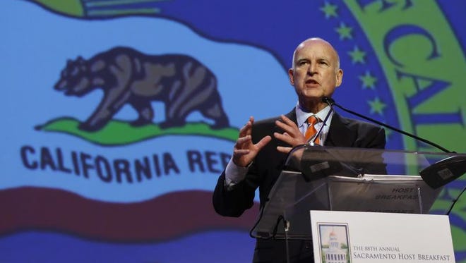California Gov. Jerry Brown gives a speech in late 2016.