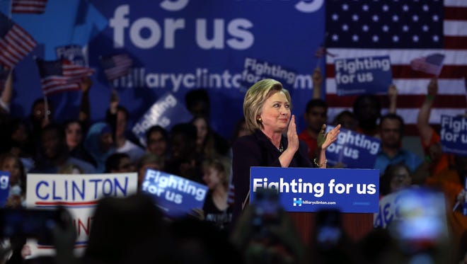 Hillary Clinton speaks during a campaign rally on May 11, 2016, in Blackwood, N.J.