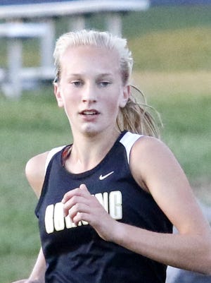 Corning's Jessica Lawson runs at a cross country meet in Elmira on Sept. 22.