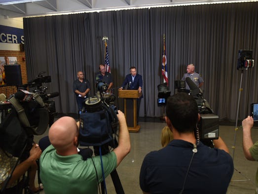 Ohio Gov. John Kasich speaks at a press conference,