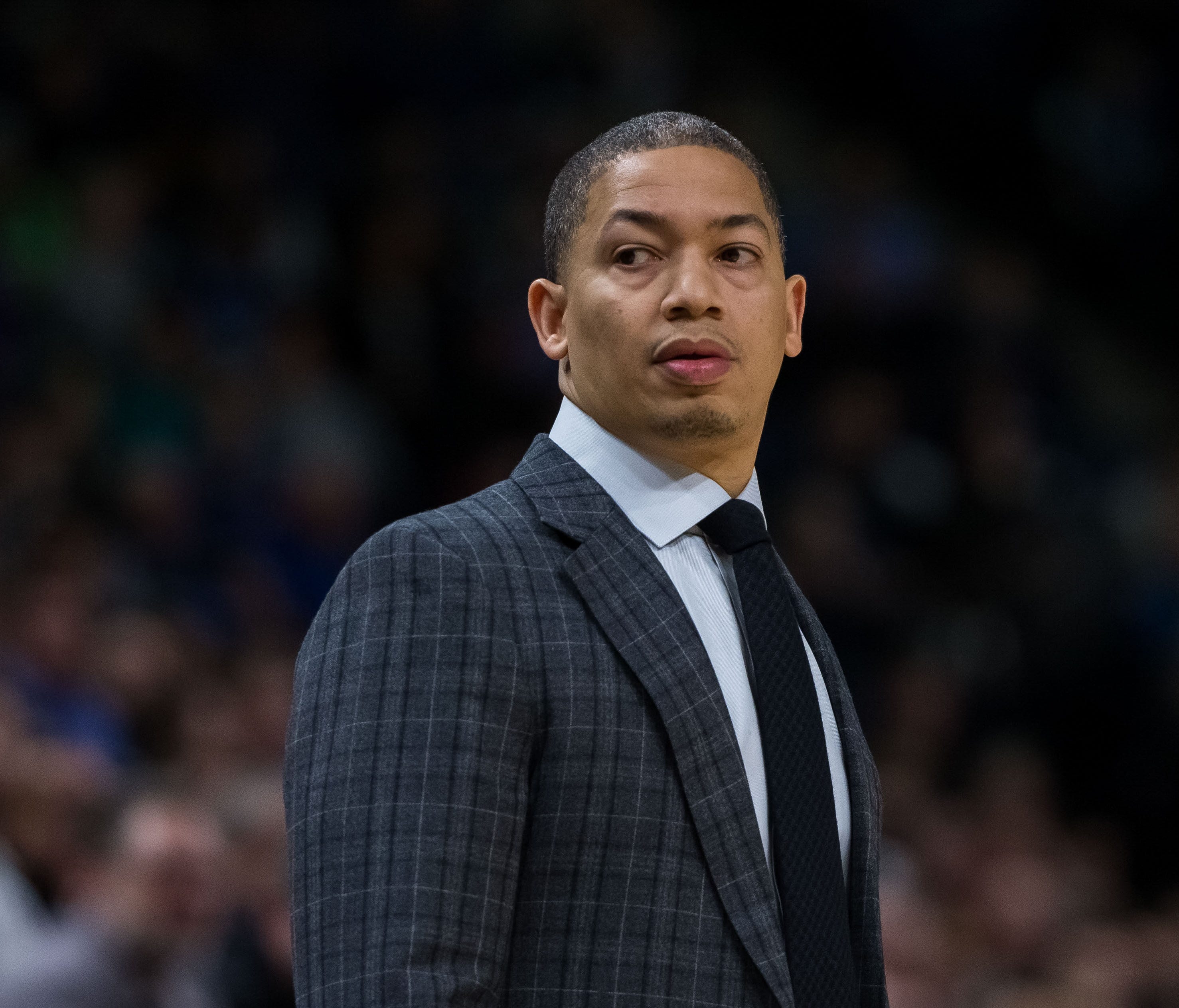 Cleveland Cavaliers head coach Tyronn Lue in the second quarter against the Minnesota Timberwolves at Target Center.