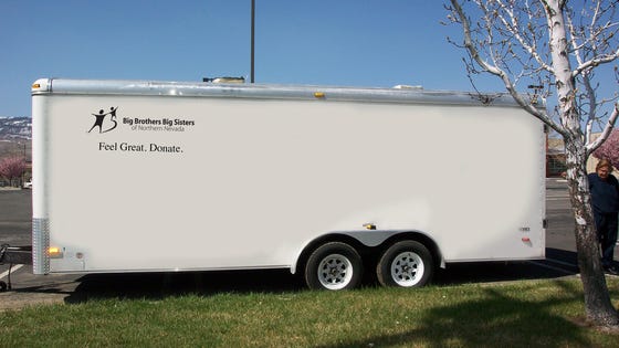 This is a mock-up photo of what the Big Brothers Big Sisters of Northern Nevada donation center trailer looks like now. It was stolen from the Kohl's shopping center in northwest Reno early morning  Friday, Nov. 14., 2014.