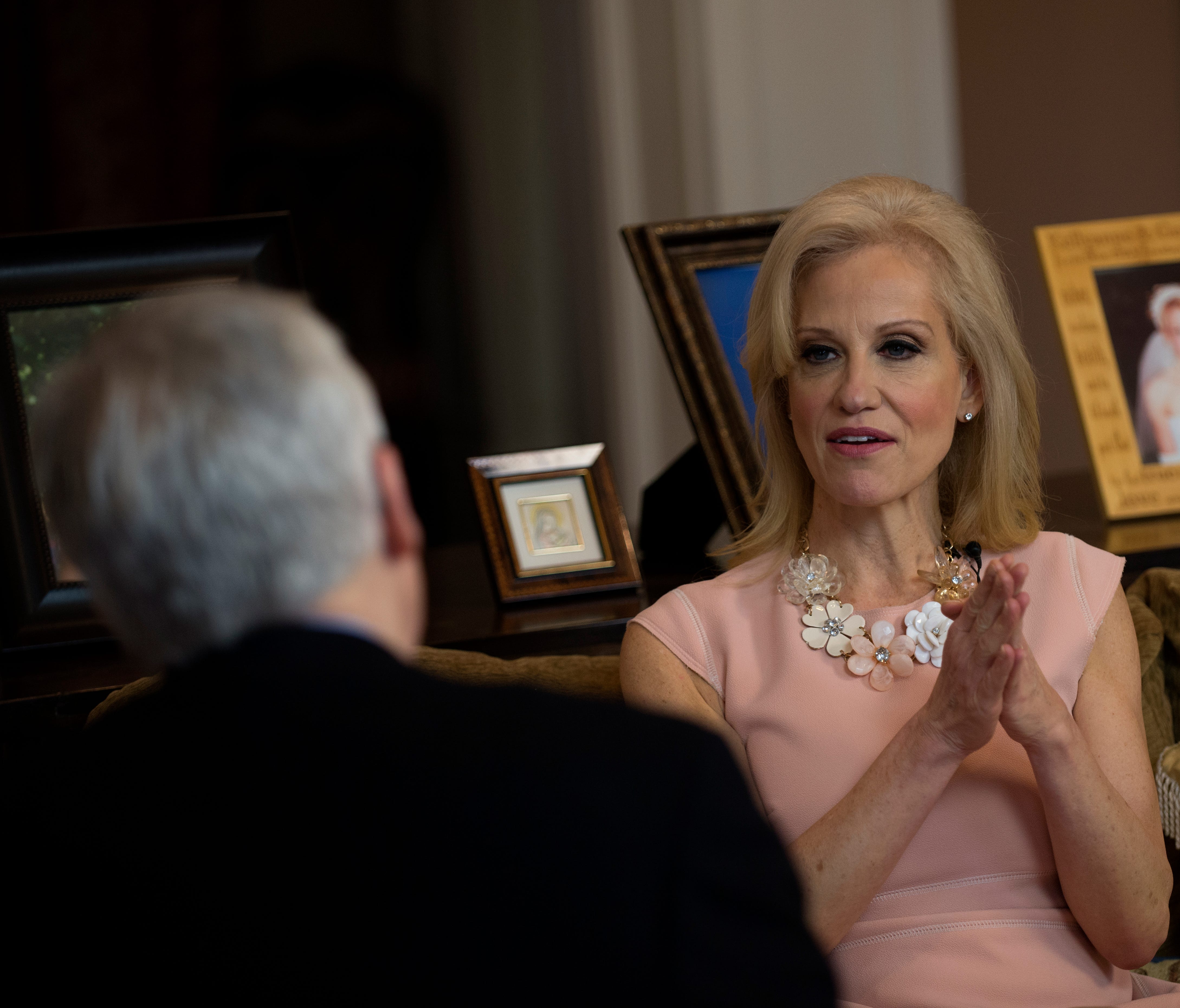 Kellyanne Conway is interviewed by Record columnist Mike Kelly at her Alpine home on Sunday, Mar. 12, 2017.    