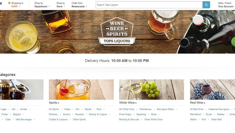 Amazon Prime Now Is Offering Alcohol Delivery On Demand Through Tempe S Tops Liquors