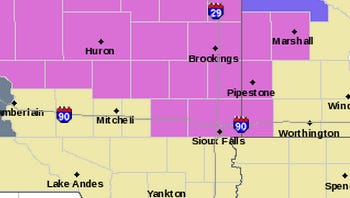 Freezing rain advisory for areas in pink