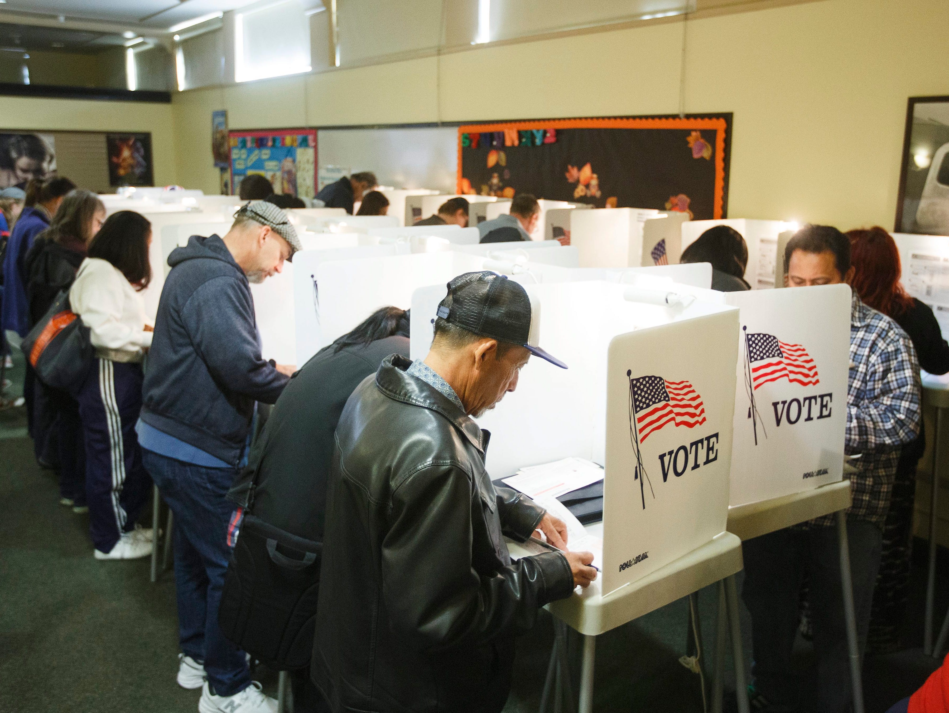Early voters cast their ballots in North Hollywood, Calif., on Nov. 5, 2016.