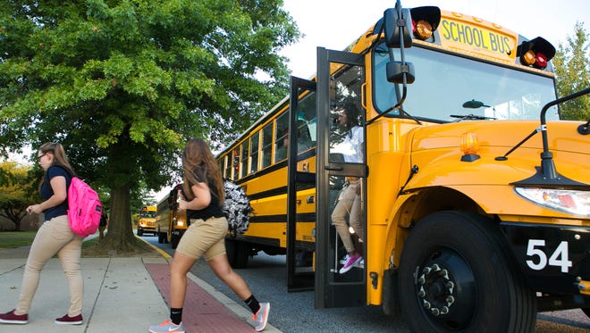 Students arrive early on Aug. 29 for the first day of school at A.I. du Pont High School. A proposed bill would push back school start dates to after Labor Day.