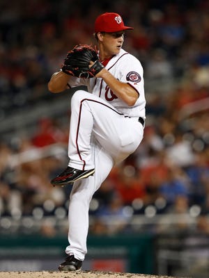 The Milwaukee Brewers signed veteran reliever Trevor Gott, shown here in 2017 with the Washington Nationals.