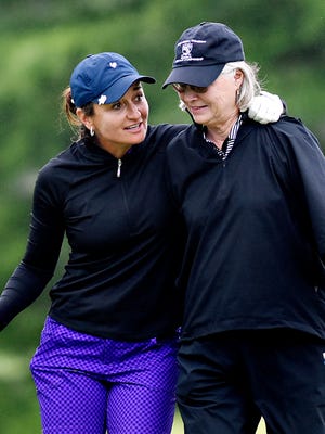 Amy Kennedy, left, and Connie Shorb own 39 combined WYCAGA championships, including 31 by Shorb. Kennedy won her eighth all time on Thursday by defeating Shorb, 2&1, at Out Door Country Club. Both Shorb and Kennedy advanced into Wednesday's semifinals at Cool Creek Golf Club with decisive wins in the quarterfinals. Dawn J. Sagert photo