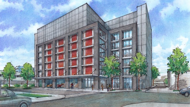 A rendering of the eight-story,  150,000 square foot self-storage facility planned for 825 Third Ave. S.