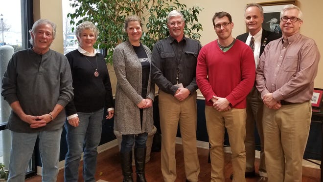 Representatives to the Lower Shore Opioid and Addiction Coalition. From left to right: John Winslow, Beth Ohlsson, Pam Gregory, Bill Cooper, Travis Brown, Jim Bresette and Dr. C.B. Silvia.