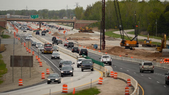 Traffic moves along U.S. 41 near the Lineville Road exit as construction continues on the highway in Howard.