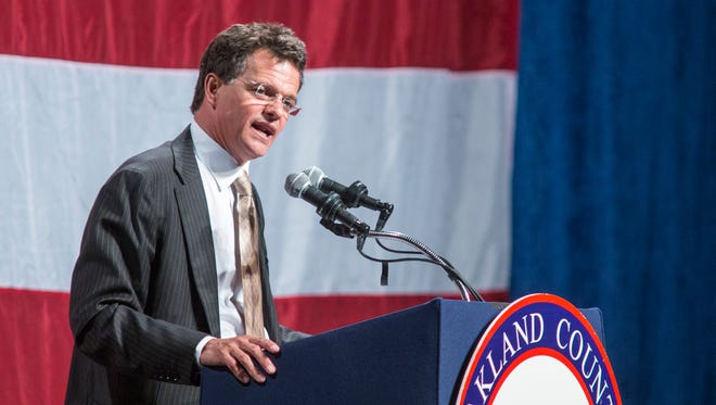 David Trott speaks at the Oakland County Republican Party Lincoln Day Dinner in May  2014. The former foreclosure attorney is adjusting to his new role in Congress as the representative from Michigan's 11th District.