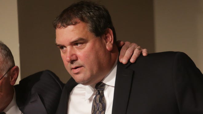 Former Michigan football coach Brady Hoke at the 94th annual Michigan Football Bust at Laurel Manor in Livonia on Dec. 8, 2014.