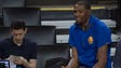 Kevin Durant smiles during the NBA Finals media day